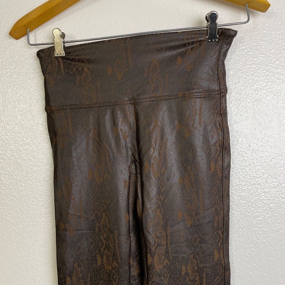 Spanx Faux Leather Brown Snake Leggings Medium Pull On Compression Stretch 20265 - Picture 3 of 10
